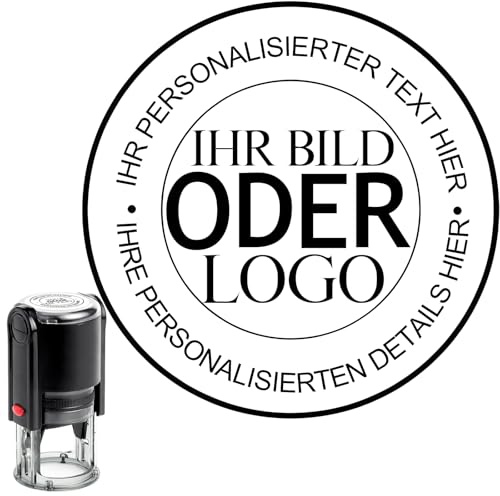 Stempel Personalisiert - Firmenstempel mit Logo und Text - Personalisierter Stempel Rund Automatikstempel Adressstempel Personalisiert - Stempel Personalisiert Mit Logo