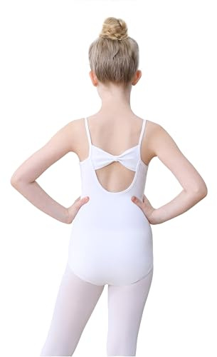 FONLAM Body da Danza Classica Balletto per Bambina Ragazze Body Ginnastica Artistica Bambina Cotone (11-12 anni, Bianco)