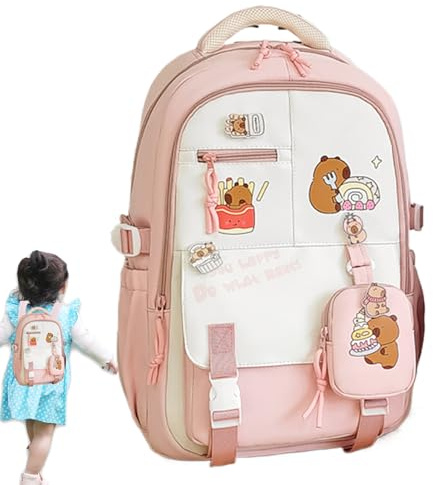 Générique Zaino Cartoon Capybara | Zaino da Viaggio Carino Design Bambino per Ragazze Leggero Forniture Scuola per Uscita Viaggio Escursione