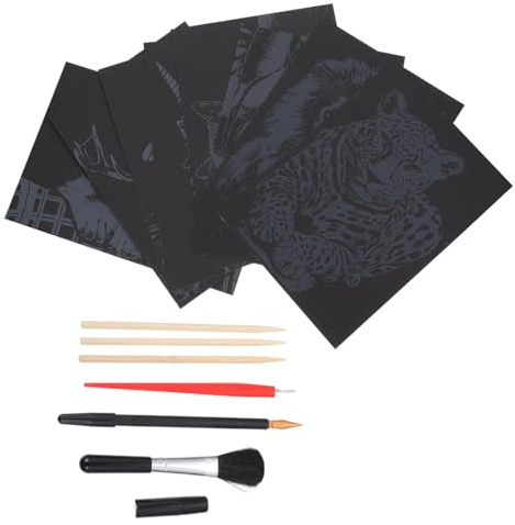 HEALSOPTHY Tiere Kratzbilder mit Wilden und Sanften Motiven DIY Kratzpapier Bastelset für Inklusive Kratzwerkzeug Langlebig und Einfach zu Verwenden für Familienaktivitäten