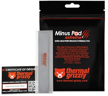 Thermal Grizzly Minus Pad Extreme V2 2x 120x20x1.5 mm Thermal Pad GPU NVME | Outstanding thermal conductivity, low thermal resistance, GPU, SSD, VRAM, non-curing, non-conductive, high-end systems