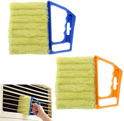 2 Pcs Venetian Blind Cleaner Tool, Venetian Blind Cleaner Brush for Deep Cleaning, 7 Finger Blinds Duster Easy Damp Cleaning Duster Tool for Wooden Blinds, Vertical Windows Slat and Air Conditioners