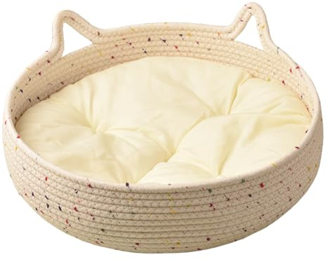 Jingmiger Donut Cama para Gatos - Cama para Perros pequeños de Gatos, Cuerda de algodón, cojín para, Accesorios para Mascotas para Gatitos, rascarse calmante, decoración del hogar