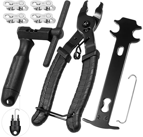 BIGP Kit d'Outils Réparation Chaîne Vélo, Pince à Chaîne Bicyclette, Démonte-Chaîne et Jauge d'usure, Maillon de Chaîne Rapide, Compatible 6 à 11 Vitesses pour VTT et Vélo de Route