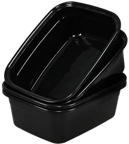 Rocketmyth 12 Quart Black Plastic Wash Tub, Plastic Wash Basin Dish Pan Tub, 4 Packs