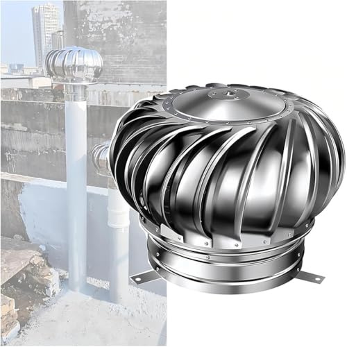 MIDUOLAI Sfiato d'Aria per Soffitta da 110 Mm per Turbine Eoliche, Cappuccio Girevole per Comignolo, Acciaio Inox 304 A Prova di Perdite, per Abitazioni, Allevamenti,Argento,350mm/13.77in