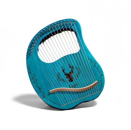 Arpa De Lira Simple para Principiantes, 19 Cuerdas, Madera Maciza, Tocada A Mano, Portátil (19-String Boxed - Blue)