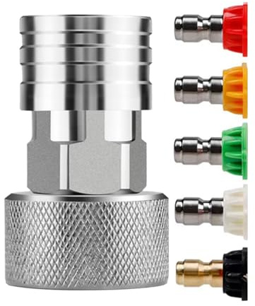 Garden Hose to Power Washer Adapter,3/4 GHT to 1/4-inch Adapter | Power Washer Quick Connect Kit | for Car Wash Plant Watering Patio Driveway Garage Backyard Lawn