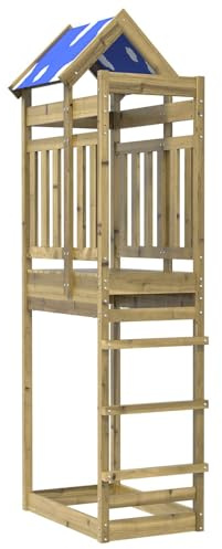 Tour de jeu pour enfants en bois imprégné, tour d'escalade avec toboggan et balançoire pour le jardin, aire de jeux robuste, extérieur, 52,5 x 85 x 239 cm, marron