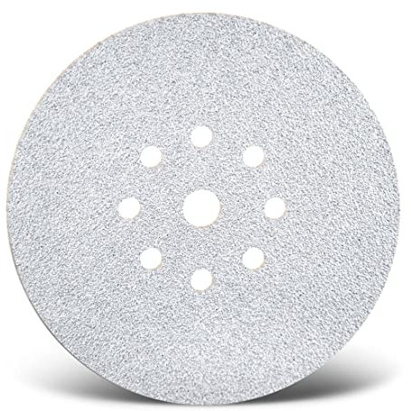 MENZER White Dischi abrasivi velcrati, 225 mm, 9 fori, p. Levigatrici per muri, Corindone normale (25 Pz.) G400