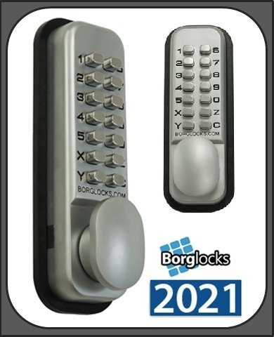 Borg 2021 Digital Push Button Lock - Light Duty Back to Back Keypads (2 Locks) - Satin Chrome by Borg Locks