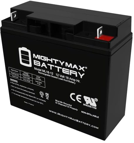 Mighty Max Battery ML18-12 - 12 Volt 18 AH, Nut and Bolt (NB) Terminal, Rechargeable SLA AGM Battery