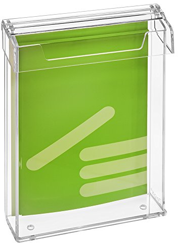 Zeigis DIN A4 Prospektbox/Prospekthalter/Flyerhalter im Hochformat, wetterfest, für Außen, mit Deckel, aus glasklarem Acrylglas