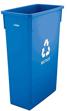 Winco Slim Commercial Trash Can/Waste Container, 23 Gallon Recycle, Blue