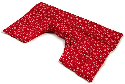 Traubenkernkissen Schulter & Nackenkissen mit Kragen. Nacken Wärmekissen, Körnerkissen - Wärme und Kälte (Herzen-rot, Traubenkerne)