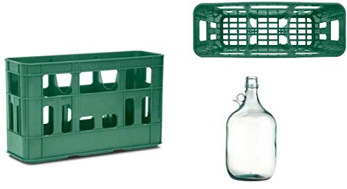 Euroshoppingonline Cassa per Dama Dame 5 Litri in Vetro Cesto 3 posti Cassetta Porta Bottiglie cassone Cassette sovrapponibili cesta Doppio Manico