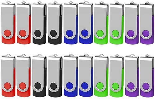 USB Sticks 128MB 20 Stück AreTop Speicherstick USB 2.0 Pen Drives 360° Drehbar Metall Design mit lanyards, für Datenspeicher, Dateifreigabe