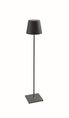 Zafferano, Poldina XXL Lampe, Kabellose, Wiederaufladbare Stehlampe mit Touch Control, Geeignet für Wohnzimmer und Außenbereich, Dimmer, 2700-3000 K, Verstellbare Höhe 69-150 cm, Farbe Dunkelgrau