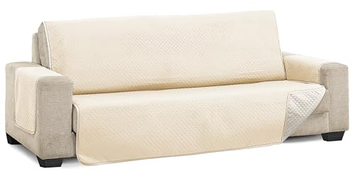 Martina Home Diamond Funda Cubre Sofá,Protector para Sofás Acolchado Reversible,Beige/Lino, 3 Plazas