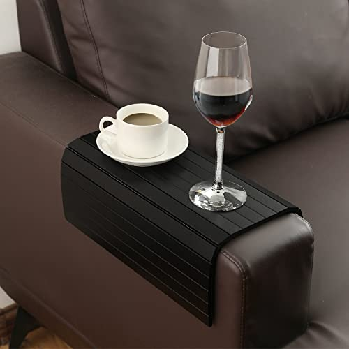 GEHE Sofa Armablage Tisch für Couch Flexibel faltbar Sofa Tablett Couch Arm Tisch Perfekt für Getränke, Snacks Fernbedienung oder Telefon Großartiges Armtablett für Couch Armlehne Mahagon