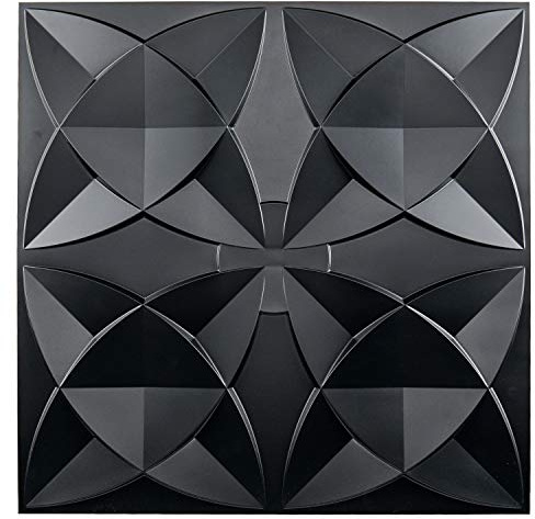 Art3d Decorative Ceiling Tile 24 x 24in. Glue up, Suspended Ceiling Tile Pack of 12 Black Floral | Waterproof, Break-Proof, Wipeable, Embossed Floral Texture, Compatible with Grid System, Ideal for Basement