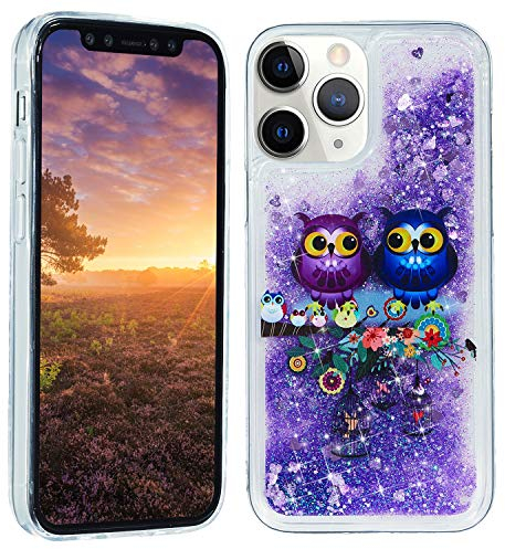 HopMore kompatibel mit iPhone 12 / iPhone 12 Pro Hülle Glitzer Transparent Silikon Handyhülle 3D Case Schutzhülle Cover Hüllen Durchsichtig Gel Stoßfest Silikonhülle - Eule