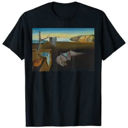 Great Famous Painting & Famous Painter Collection - Maglietta Unisex Adulto, Nero, T-Shirt, Manica Corta, Small, Pittura di Dali 'La Persistenza della Memoria'