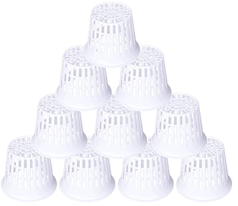 HIFROM Net Pot pour hydroponics, pots en maille hydroponique, pots pour plantes en maille, pots en plastique hydroponique pour jardin et nids hydroponiques, pots de culture hydroponique (A:10 blanc)