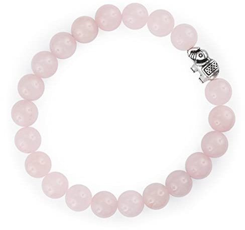 Attraction Zen ELEFANT ARMBAND | ECHTES 8mm NATURSTEIN | KOSTENLOSE EBOOKS DEUTSCH | HANDGEFERTIGT | Schmuck für Damen und Herren | ALLE STEINE IN UNSEREN ARMBÄNDERN SIND NATÜRLICH (ROSEQUARTZ)