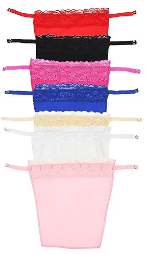 SKHAOVS 7 PCS Lady Reggiseno Inserto Overlay Modesty Panel Vest,Lace Clip Finto Canotta Reggiseno Inserto Overlay Modesty Pannello Gilet,Lady Lace Clip-on Mock Canotta,Taglia Unica (7 Colori)