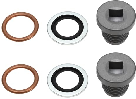 Be In Your Mind 2 Juegos de Tornillos de Tapón de Drenaje de Aceite 1218114 11128-00QAA 7703075210 Compatible con Citroen Compatible con Peugeot Junta de Cobre Sello de Aceite de Goma