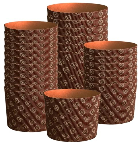 Adodotoe Panettone Paper Mold, 12 Pcs Paska Easter Bread Forms, Kulich Molds for Baking (4 Inch)
