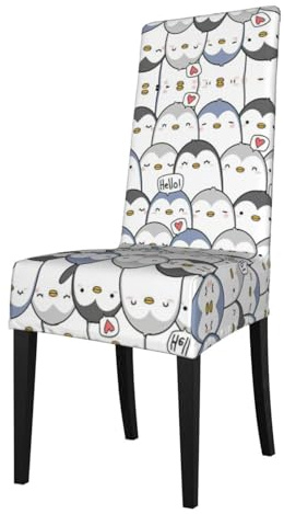 EdWal Stuhlhussen mit niedlichem Pinguin-Druck, wasserdicht, dehnbar, für Esszimmer, Küche