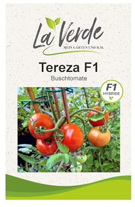 La Verde MEIN GARTEN UND ICH. Tereza F1 Tomatensamen für ca. 10-12 Pflanzen, frühe Buschtomate, aromatische Früchte, Saatgut ohne Gentechnik