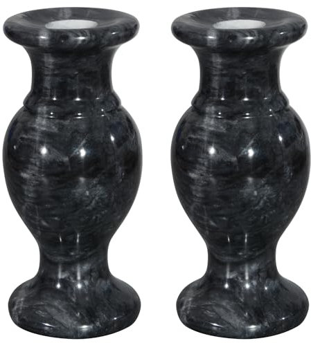 Vaso del cimitero, vasi di marmo naturale vasi di fiori con fori di drenaggio per le decorazioni della tomba del cimitero all'aperto dell'interno (2, grigio)