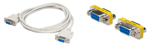 AKYGA AK-CO-04 RS-232 Kabel DB9 D-Sub 9 Polig Adapter Buchse auf Buchse 2 m & DIGITUS D-Sub 9 Gender-Changer - Adapter - 9-Pin Kupplung - Buchse zu Buchse - RS-232 - RS-485 - TTL - Metallgehäuse
