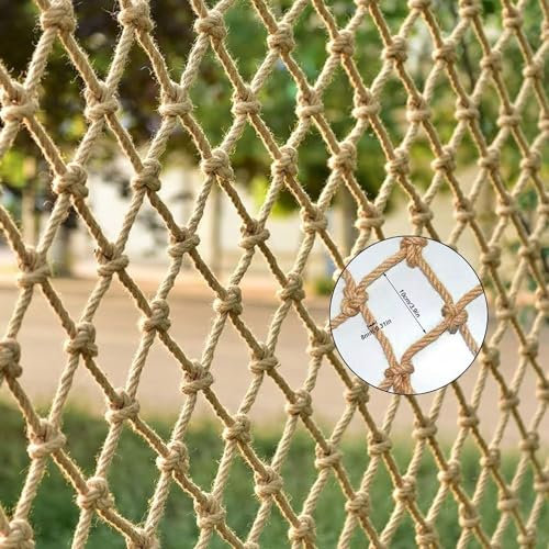 Hemp Rope Net Child Safety Net Rope Fence Stairs Balcony Railings Garden Playground Safety Protection Rope Netting Climbing Net (Color : 8mm/10cm, Size : 3m*4m)