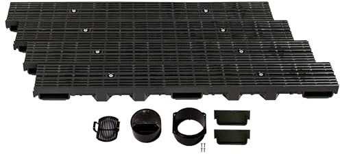 ScarMaxx - A15 Entwässerungsrinne Set - 13 x 400 x 6 cm Bodenrinne - Regenwasser Ablauf - Abfluss mit Gitter - Drainagekanal Flach Kunststoffmit Längsstabrost Line Schwarz