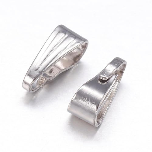 Perlin Anhängerschlaufe Ösen Anhänger Kettenverschluss Clip Collierschlaufen Kettenanhänger Messing Verbinder Anhängeröse 8mm Snap on Bails 40 Stk (Tibet Silber)