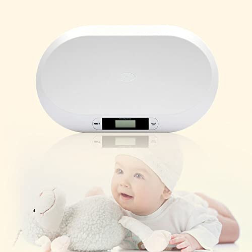 Bilancia per bambini, 20 kg/44lbs, digitale LCD, Pediatric Weight Tracker, 55 x 32 cm, multifunzione, elettronica, per cuccioli, gattini, neonati, bianco