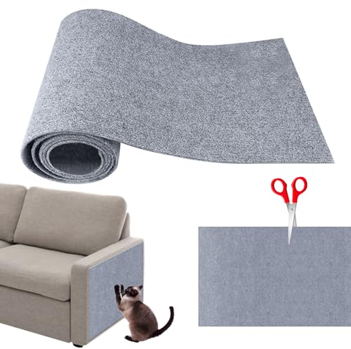 Takezuaa Kratzmatte Selbstklebend Katzen,Kratzwand FüR Katzen,Kratzmatten FüR Katzen DIY Trimmbarer Teppich Matte Pad Katzenkratzbretter,Kratzmatte Katze Wand Selbstklebend (Grau,L)