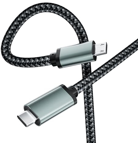 USB C to Micro USB Cable 3.3FT, Braided 1M Type C to Micro USB Charging Cord Support 480Mbps Data Transfer, for Micro B Devices MacBook Pro Samsung Galaxy S7/S5/J7/J3, Camera, GPS, LG, PS4, Kindle