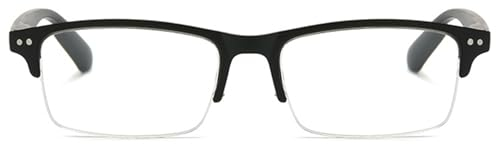 Lanomi Halbrand Lesebrille Blaulichtfilter Herren Damen Rechteck Flexibel Kunststoff Halbrandbrille Lesehilfe Sehhilfe Halbrahmen Brille Schwarz 3.0