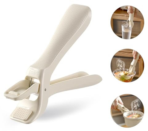 Kwude Pinza per piastre calde, maneggiare in modo sicuro piatti caldi, ciotole, pizza, friggitrici ad aria e piatti a microonde, 16,3 x 3,6 cm, beige