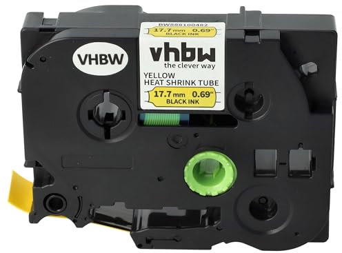 vhbw 1x Schriftband-Kassette kompatibel mit Brother PT E550WVP Etiketten-Drucker 1,5m x 17,7mm Schwarz auf Gelb, Schrumpfschlauch-Kassette