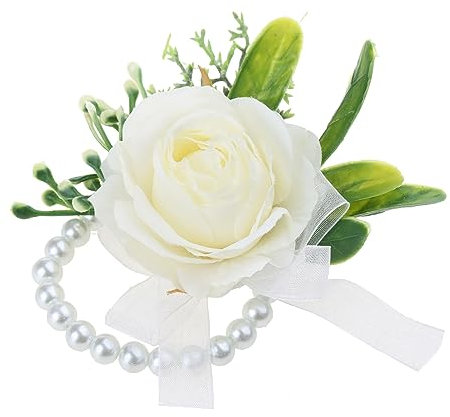 Illkjasfc Anstecknadel für Hochzeit, künstliche Rose, Ansteckblume für das Handgelenk, Party, Abschlussball, Armband, Brosche