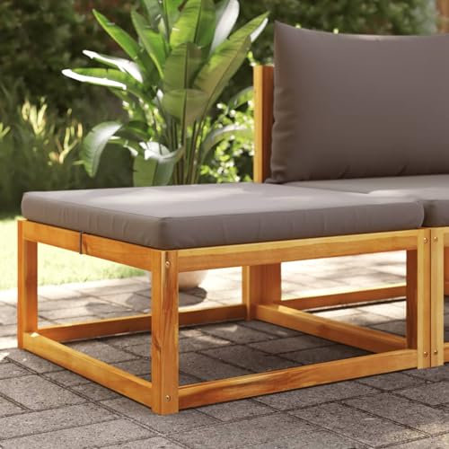 LAPOOH Gartenhocker mit Kissen 65x65x29 cm Massivholz Akazie, Balkon Hocker, Fusshocker Garten, Hocker Garten, Fußhocker Für Sessel, Gartenmöbel Hocker - 3278940
