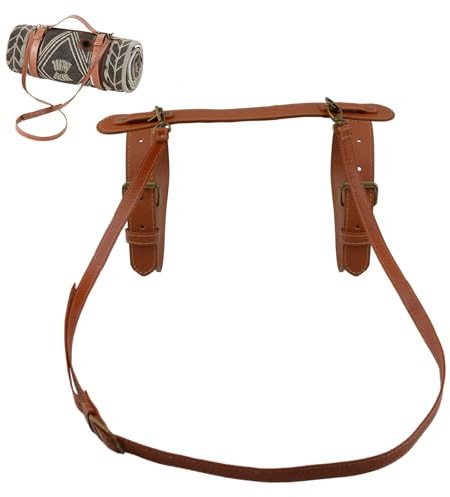 UFURMATE PU-Leder-Tragegurt für Picknickdecke und Yogamatte - Verstellbarer Schultergurt für Outdoor, Camping, Wandern, 58 cm
