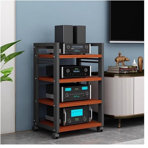 4/5 Tier Media Stand Audio/Video Component Cabinet, Modern AV Cabinet, Entertainment Stereo Component Storage Rack, Sturdy Record Player Turntable Media Unit For Gaming, Living Room Home Off