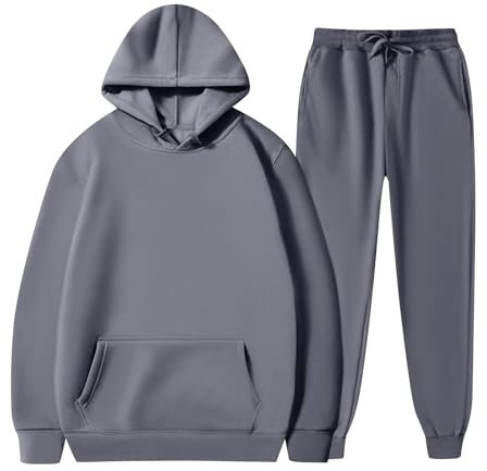 KONG JIMFAN Hoodie Herren 2024 Jogginganzug Herren 2-Teilig Trainingsanzug Tracksuit Mit Reißverschluss Tasche Freizeitanzug Trainingshose Jogginganzug Jogginghose Herren Baumwolle(Dunkelgrau,XXL)